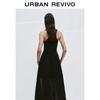 UR Women's U-Neck Pleated Slim-Fit Belted Dress