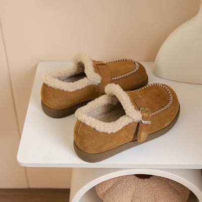 Leder Velours Birkenstocks Damen 2025 Winter neue Gürtelschnalle innen höhenverstärkende Känguru Slipper
