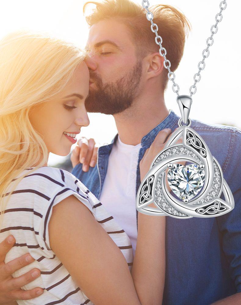 Geometric Witch Knot Zodiac Necklace - Celtic Pendant with Twelve Stones Holiday Gift