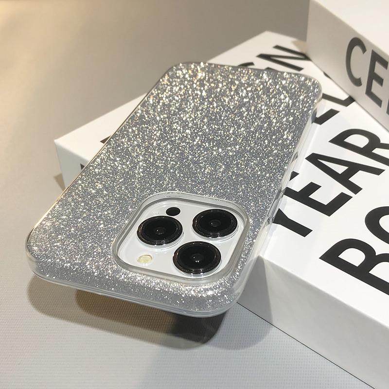 Glitter Bling Gradient Hard PC Thicken Case For iPhone 17 11 12 13 14 15 16 Pro Max Mini Plus X XR XS Shockproof Bumper Cover