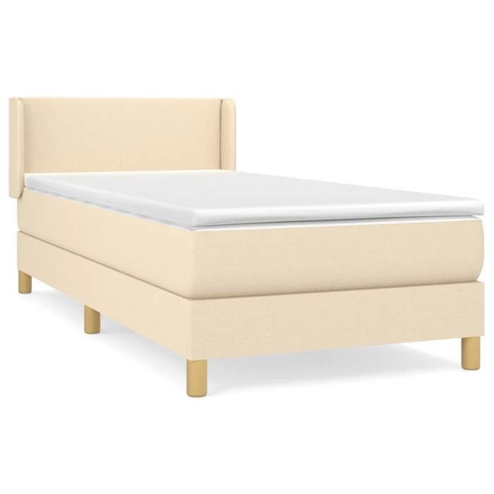 Exclusive House - Slatted Bed Base with Cream Mattress 80x200 Cm Fabric