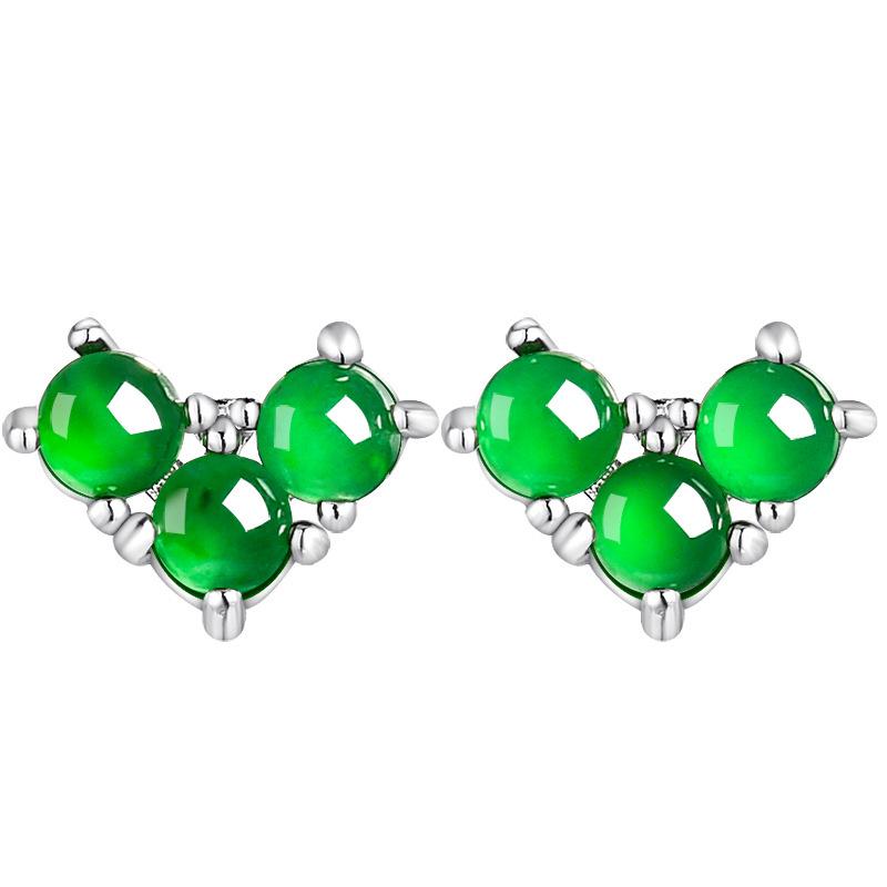 

Серьги из серебра S925 в форме сердца с нефритом: Модные сережки-гвоздики из ярко-зеленого ледяного нефрита качества А для женщин Random Back