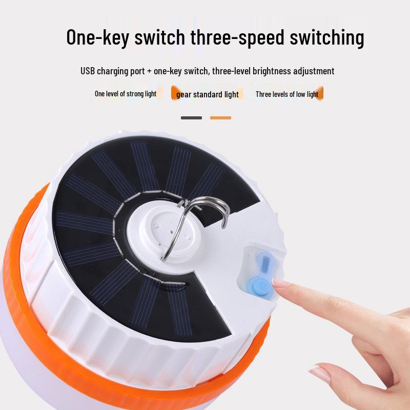 LED Solar Rechargeable Telescopic Light Bulb - Ideal for Outdoor Camping, Night Markets, Emergency Use, Super Bright with USB Charging