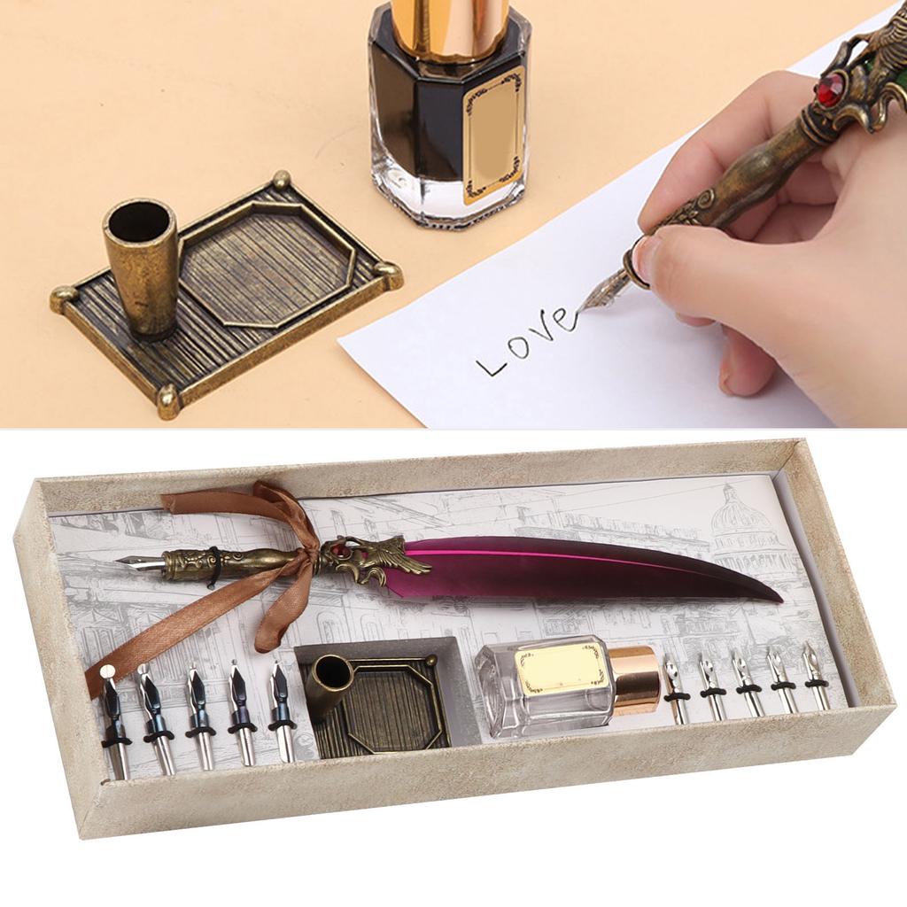 Pen Set Vintage Creativity Ink Carving Writing Suit for Lover Teacher Classmate Gift