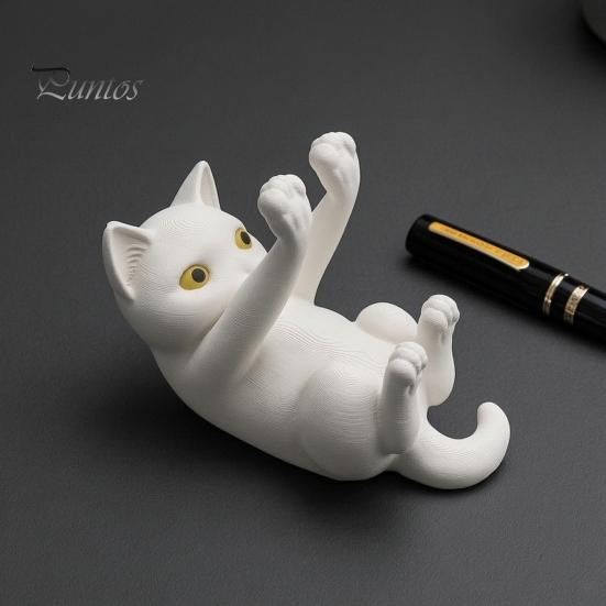 Cat Cell Phone Holder 3D Printed Holder, Lying Kitten Mobile Stand, Hands Free Stand Figurine for Home Office Desk Decor, Gift Lovers