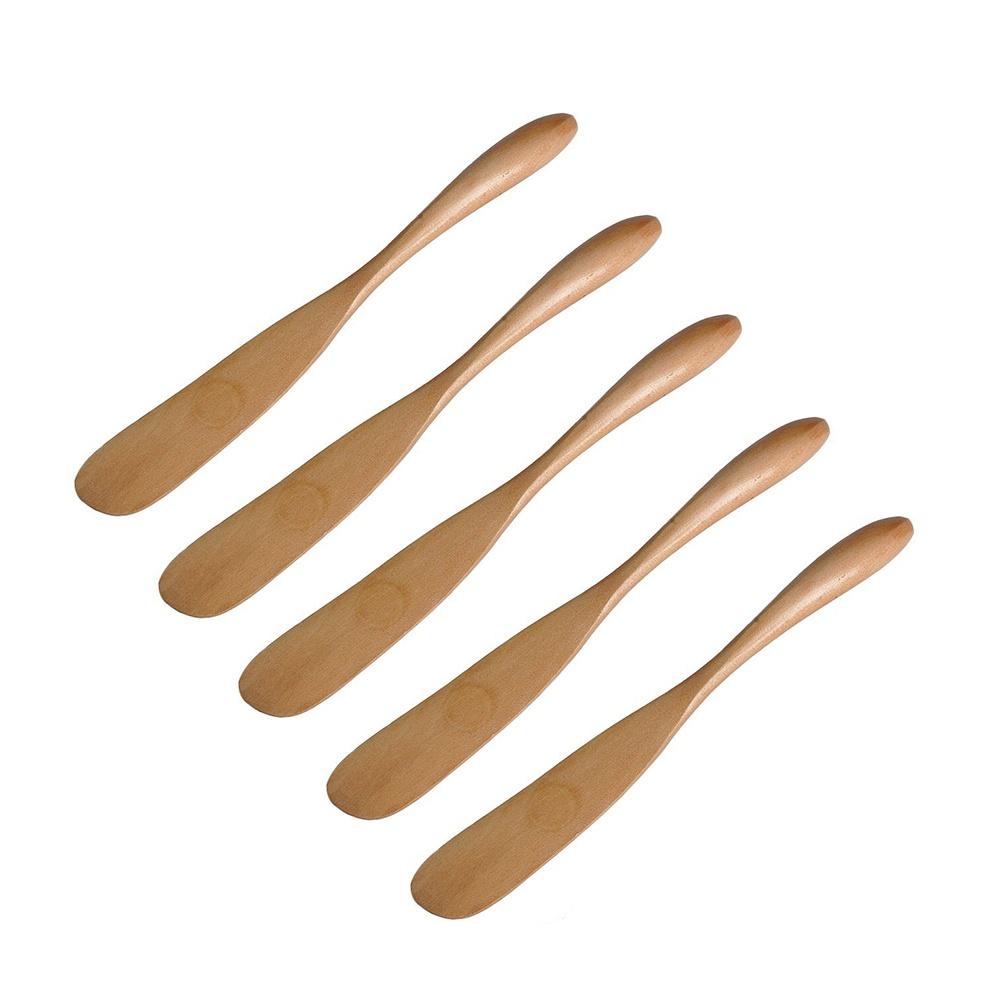 5Pcs Wooden Cheese Knife Butter Spreader Jam Knife Wood Spatula