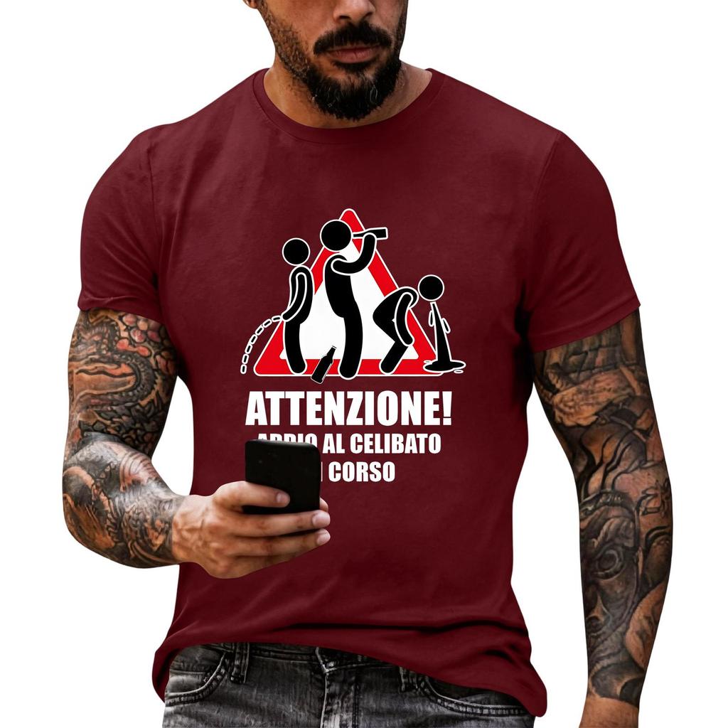 Men's Funny Party T-Shirt – 'Party in Progress' Print, Loose Fit Short Sleeve, Casual Tee for Parties