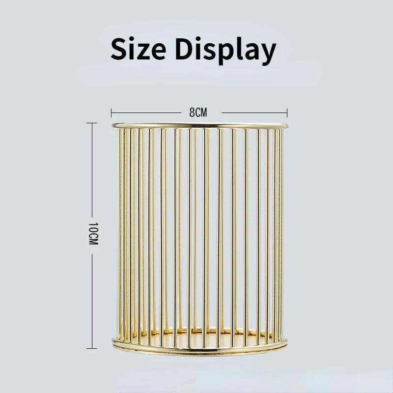 Desktop Pen Holder Office School Storage Case Metal Gold Rose Gold Box Desk Pen Pencil Organizer Home Decor Makeup Storage