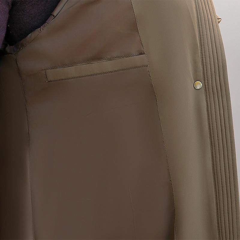 Middle Aged and Elderly Women's Long Down Jacket Winter White Duck Down Knee Length Cotton Jacket