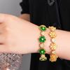 CMM Gorgeous Gold Color Green Cubic Zirconia Flower Charm Link Women Wedding Party Bracelets Jewelry Gift