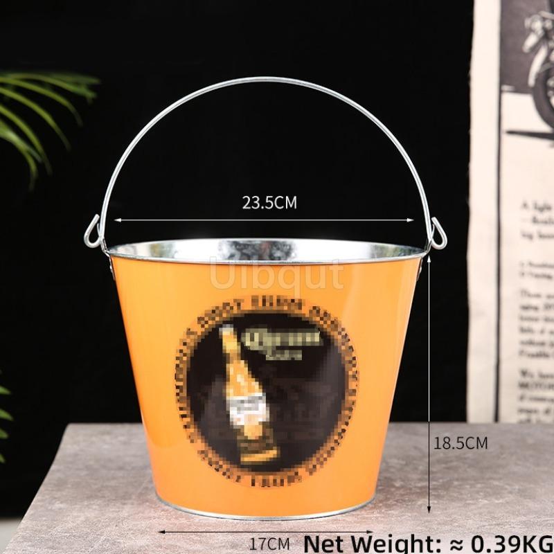 Internet Celebrity Retro Beer Beverage Ice Bucket High Aesthetic Home Handheld Tin Ice Bucket Camping Bar KTV Tonneau En Bois