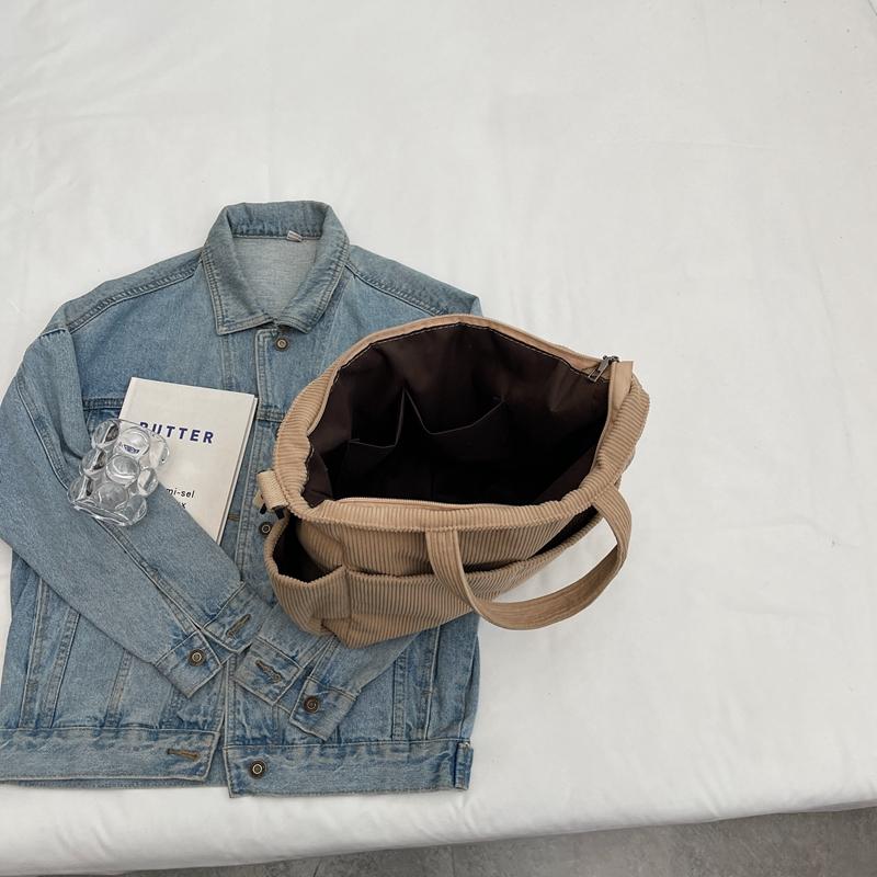 Corduroy Bag Large Capacity Tote Bag Women's Shoulder Bag Student Class Big Bag