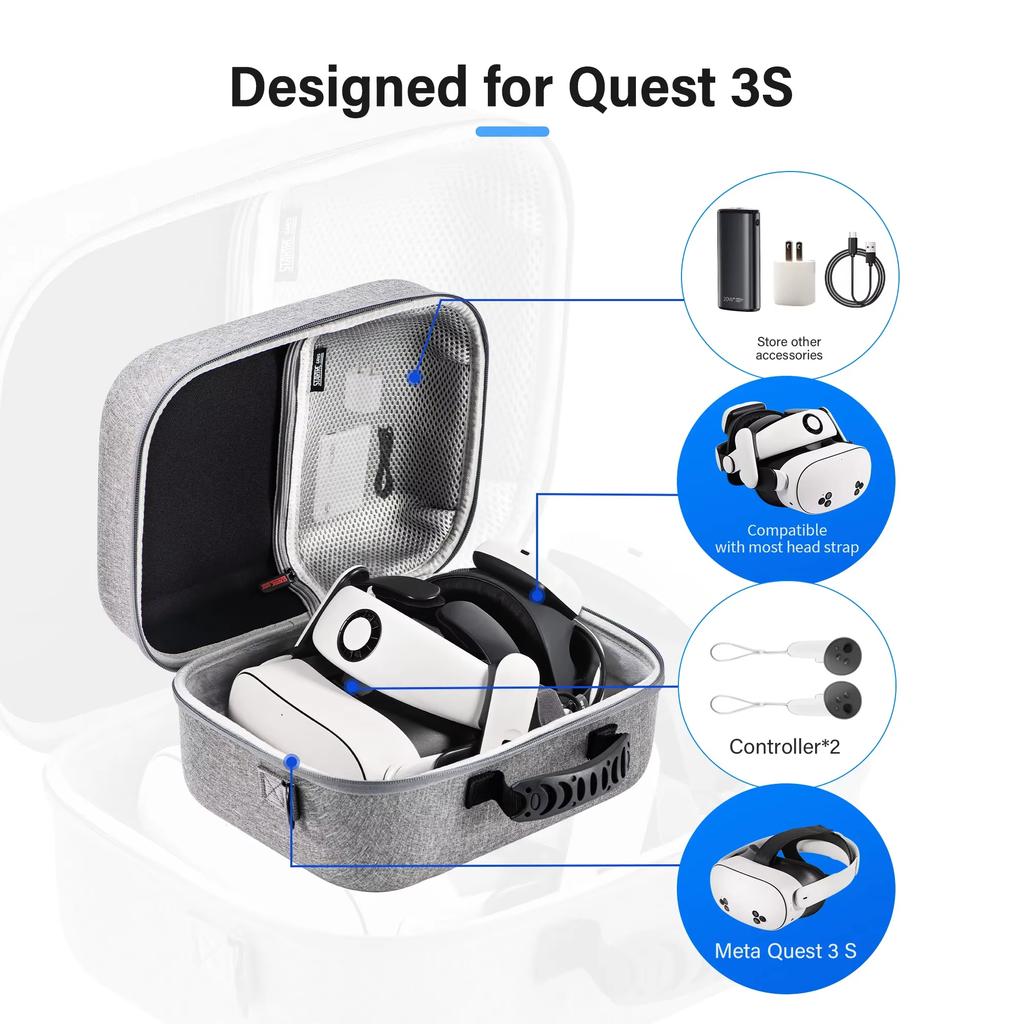 Shoulder Bag For Quest 3S/3 Large Hard Shell Bag Travel Carrying Box For Quest 3/3S Dust-proof Storage Bag VR Accessories