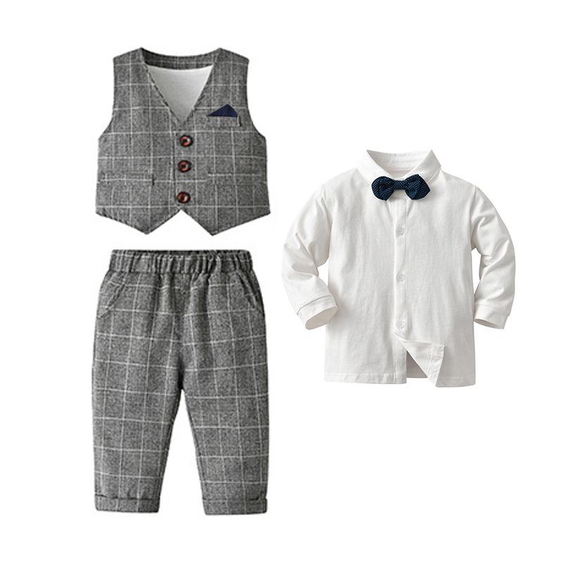 Kids' Spring/Autumn Vest & Suit Set - Baby Gentleman Formal Wear for Boys
