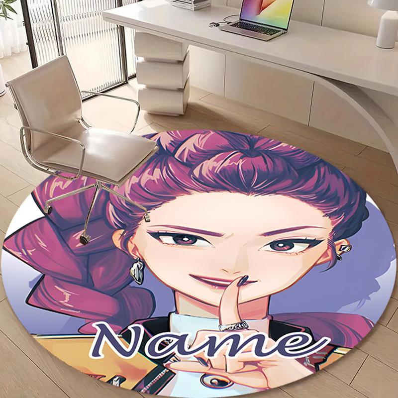 Personalized K-KPop Demon Hunters Round Chair Office Rug - Perfect for Mat, Office Chair & More - Ideal Gift for Birthdays and Holidays