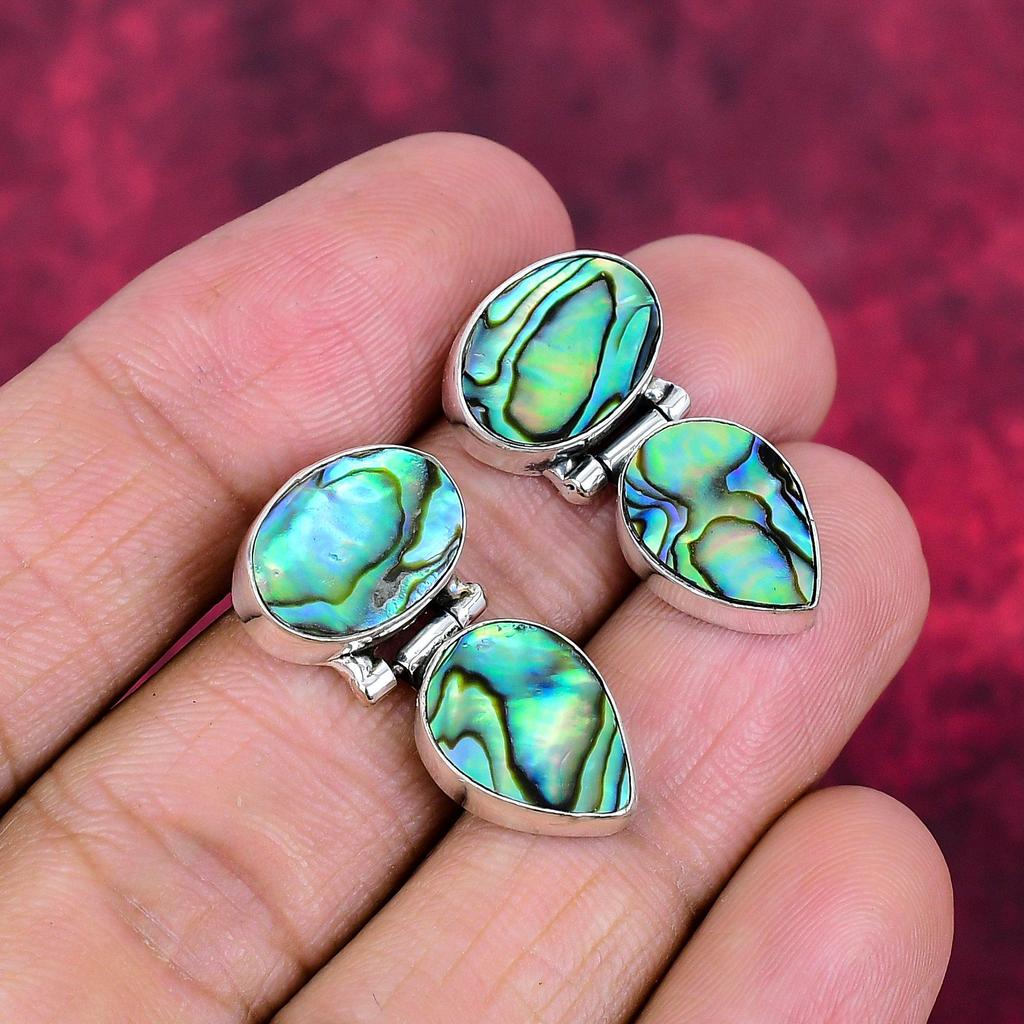 Cercei cu Scoică Abalone Bijuterii cu Pietre Prețioase, Cercei din Argint Sterling 925 Masiv, Cadou Pentru Femei Cercei Handmade