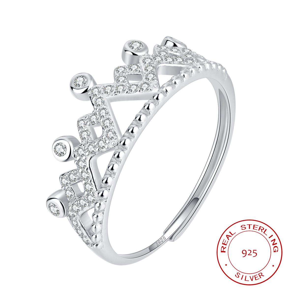 

Винтажное женское кольцо из стерлингового серебра 925 пробы в виде короны с микропаве из цирконов 3А, украшение в корейском придворном стиле. Adjustable Open