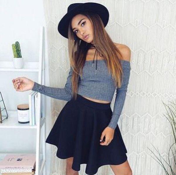 Premium Quality Mode Femme Decollete Crop Top With Long Sleeves For Stylish Comfort