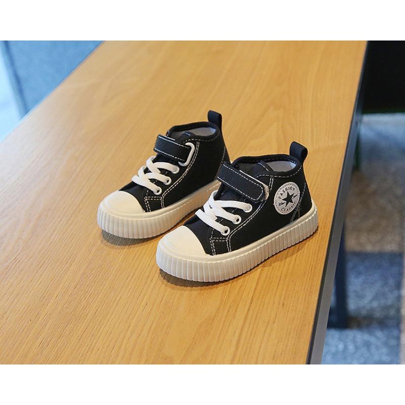 Unisex Kids High Top Canvas Casual Sneakers Non Slip Soft Sole Children Board Shoes