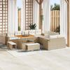 13-piece Garden Sofa Set with Beige Poly Rattan Acacia Cushions, 3-piece Garden Dining Set 3361666