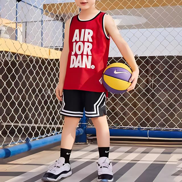 Jordan Letter Print Mesh Sports Kids Basketball Jersey Kids jersey Red JD2122004GS-002