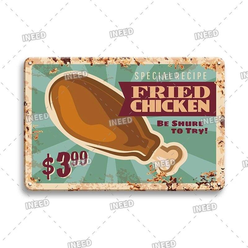 Burger Sign Best in Town 100% Beef BBQ Vintage Decor Hotdogs Kitchen Decorations Wall Plaque Retro Decor Vintage Food Sign