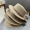 Fine Grass Woven Temperament Hat Women's Sun Protection Summer Versatile Travel Top Hat Flat Top French Flat Top Beach Hat