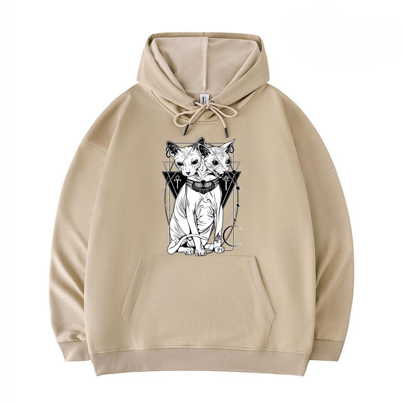 

Men s Hoodies Bastet The Cat Goddess Print Funny Harajuku Style Twill imitation cotton Hoodies