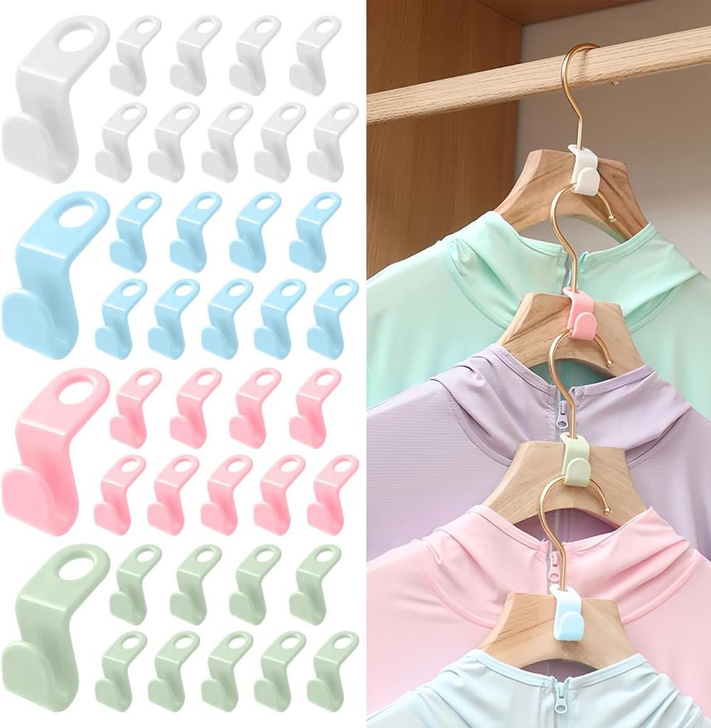 20PCS Wardrobe Hanger Hooks Organizer Connect Multifunction Cascading Plastic Bedroom Wardrobe Storage Space Saving Coat Hook