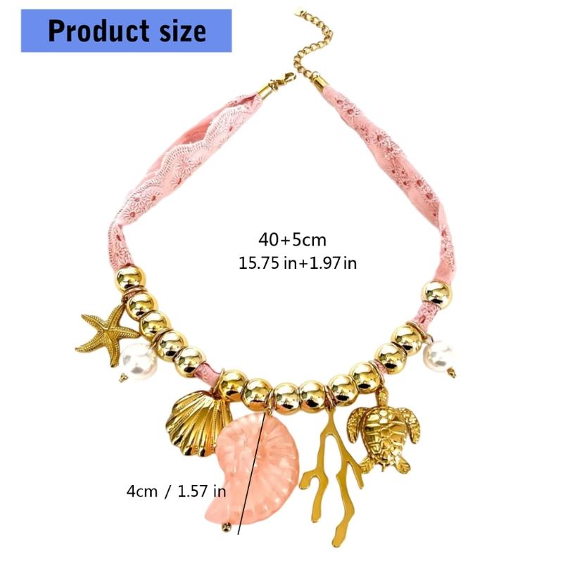 Lightweight Necklace Ocean Themed Neckchain Jewelry With Realistic Shell Charm, Strong Stainless Steel Neckwear