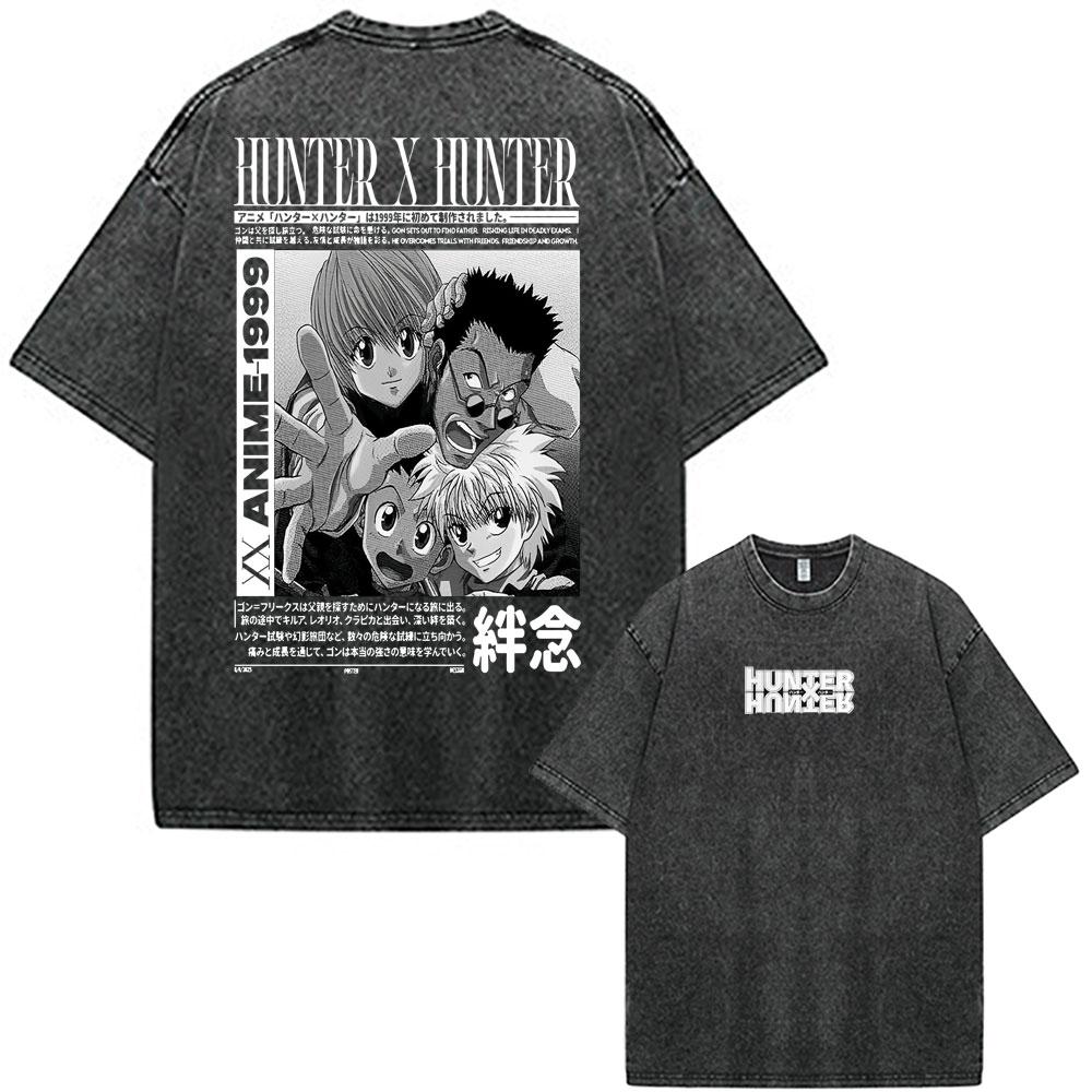 2026 Hot Sale Anime Hunter X Hunter Killua Zoldyck Meruem Manga Vintage Washed T-shirt Men Women Fashion Casual Cotton Short Sleeve T-shirts Top