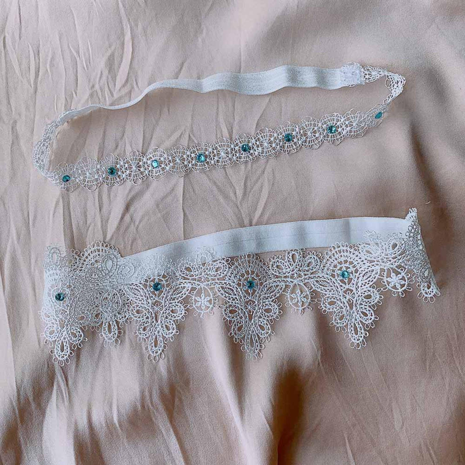 

2 Pieces Lace Leg Garter Elastic Thigh Rings Wedding Garters for Stage Costume Party білий
