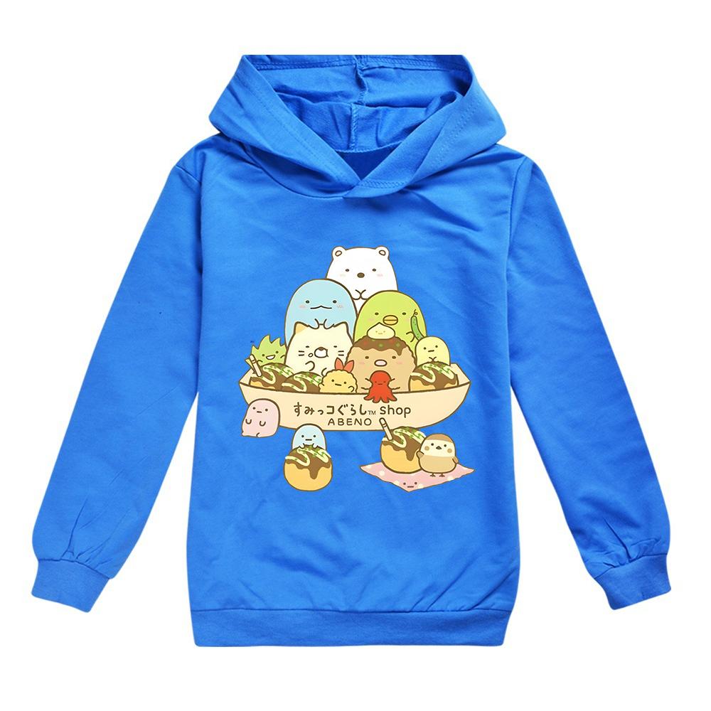 Anime Sumikko Print Hoodies Kids Kawaii Streetwears Children Comic Manga Sumikkogurashi Tops Cotton Boys Girls Clothing