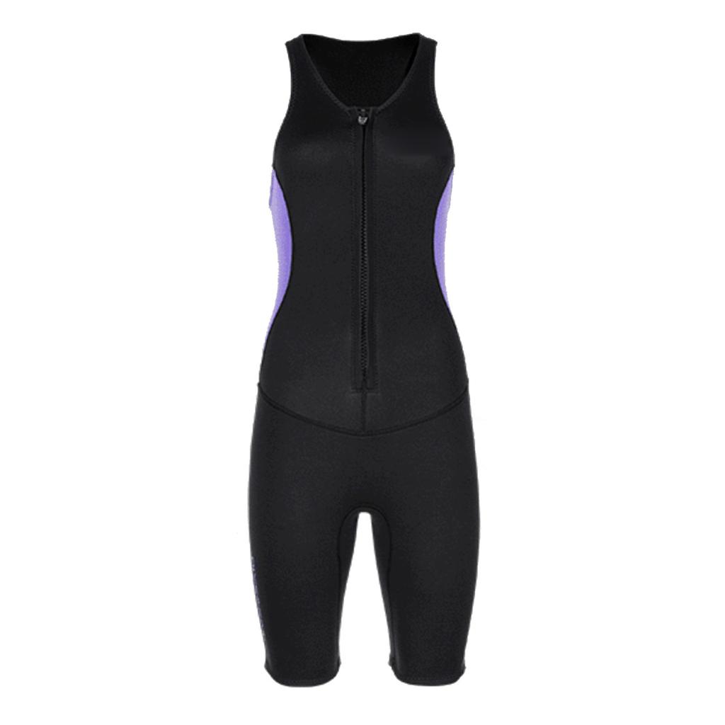 Combinaison Shorty Sans Manches Femme 2MM Néoprène Fermeture Éclair Avant Maillot de Bain pour Plongée Snorkeling Surf Natation Sports Nautiques Violet L