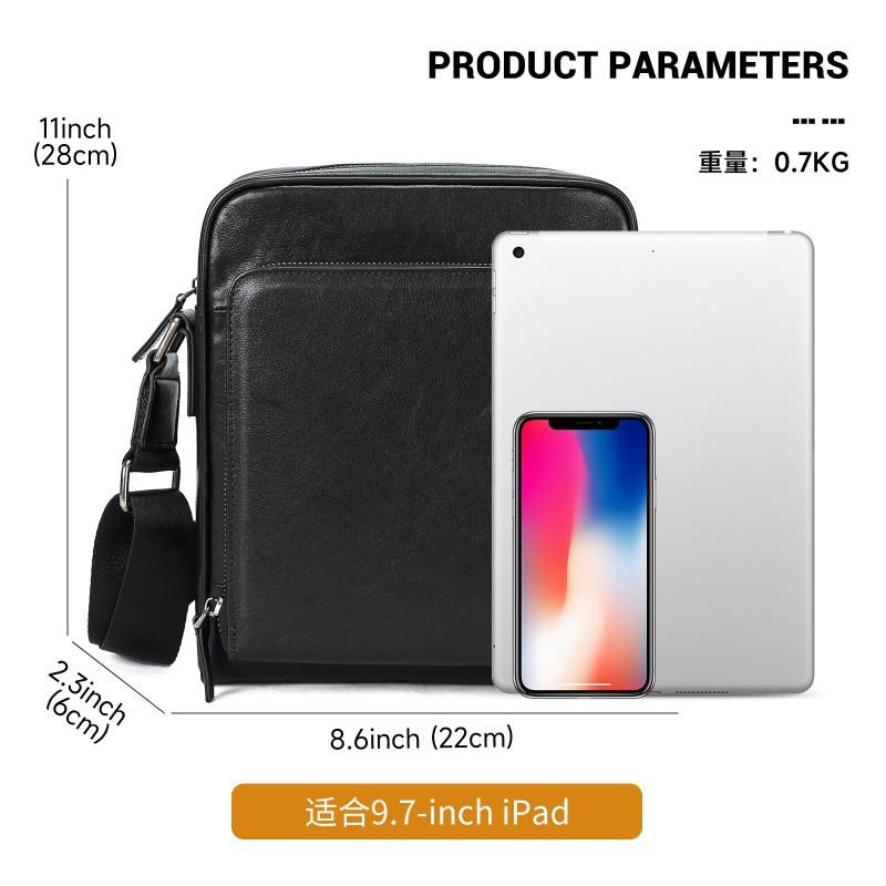 Large Capacity Leather Men's Diagonal Bag High-end Casual Vertical Shoulder 9-inch Tablet Portable Cowhide Trendy