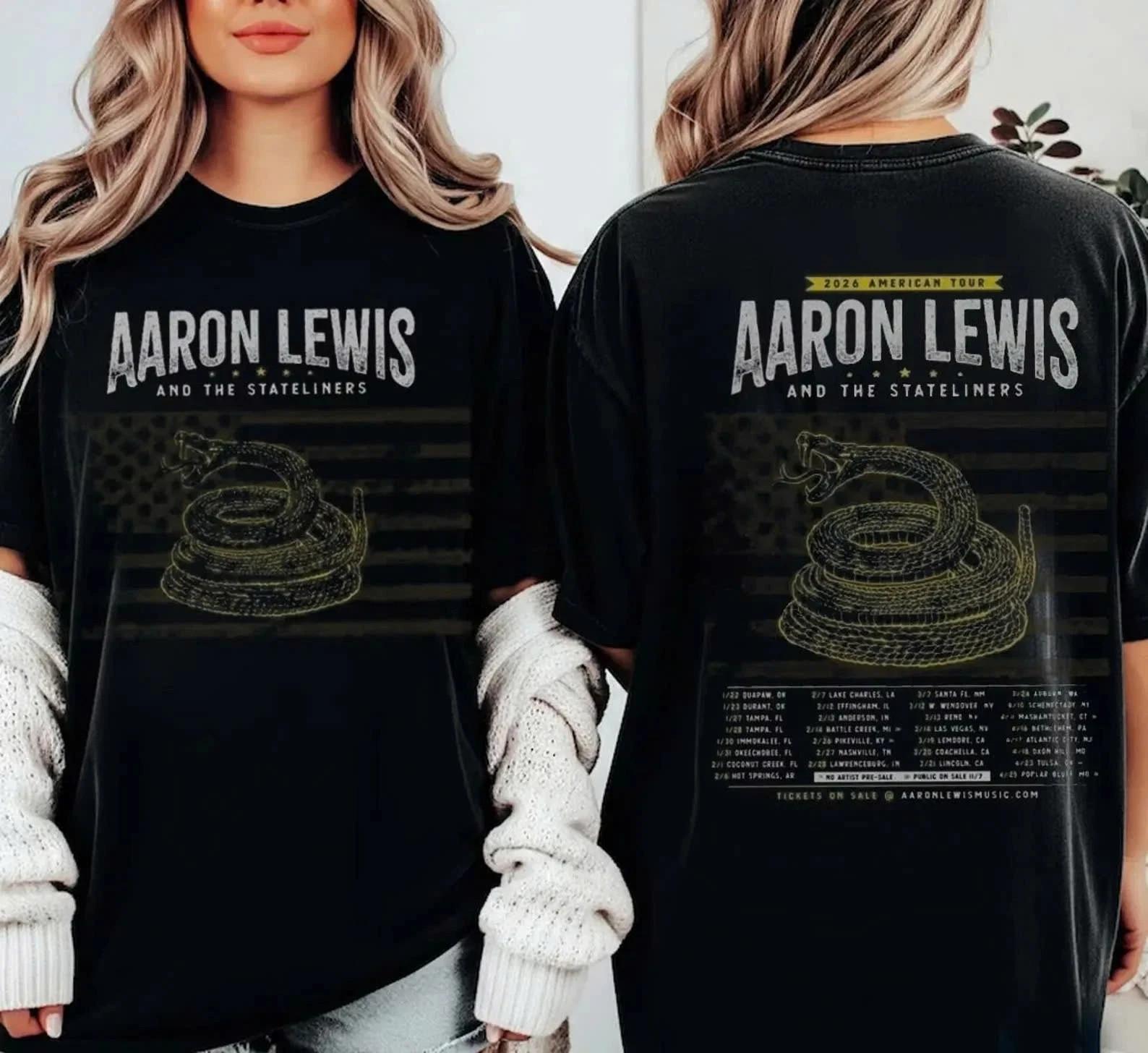 2 Sides Aaron Lewis Stateliners 2026 American Tour T-shirt TH262 S
