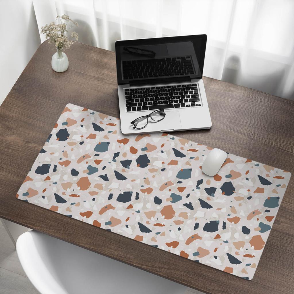 Durable Non-Slip Mat for Desk Top Terrazzo Abstract 100X50 Cm