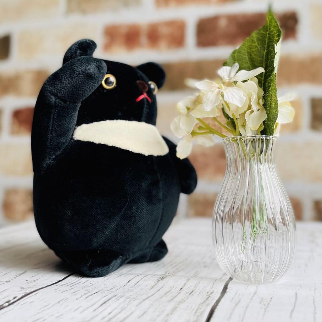 [USED] Salute! Asiatic Black Bear Teddy Bear, Velvet, Handmade by Artist, Black
