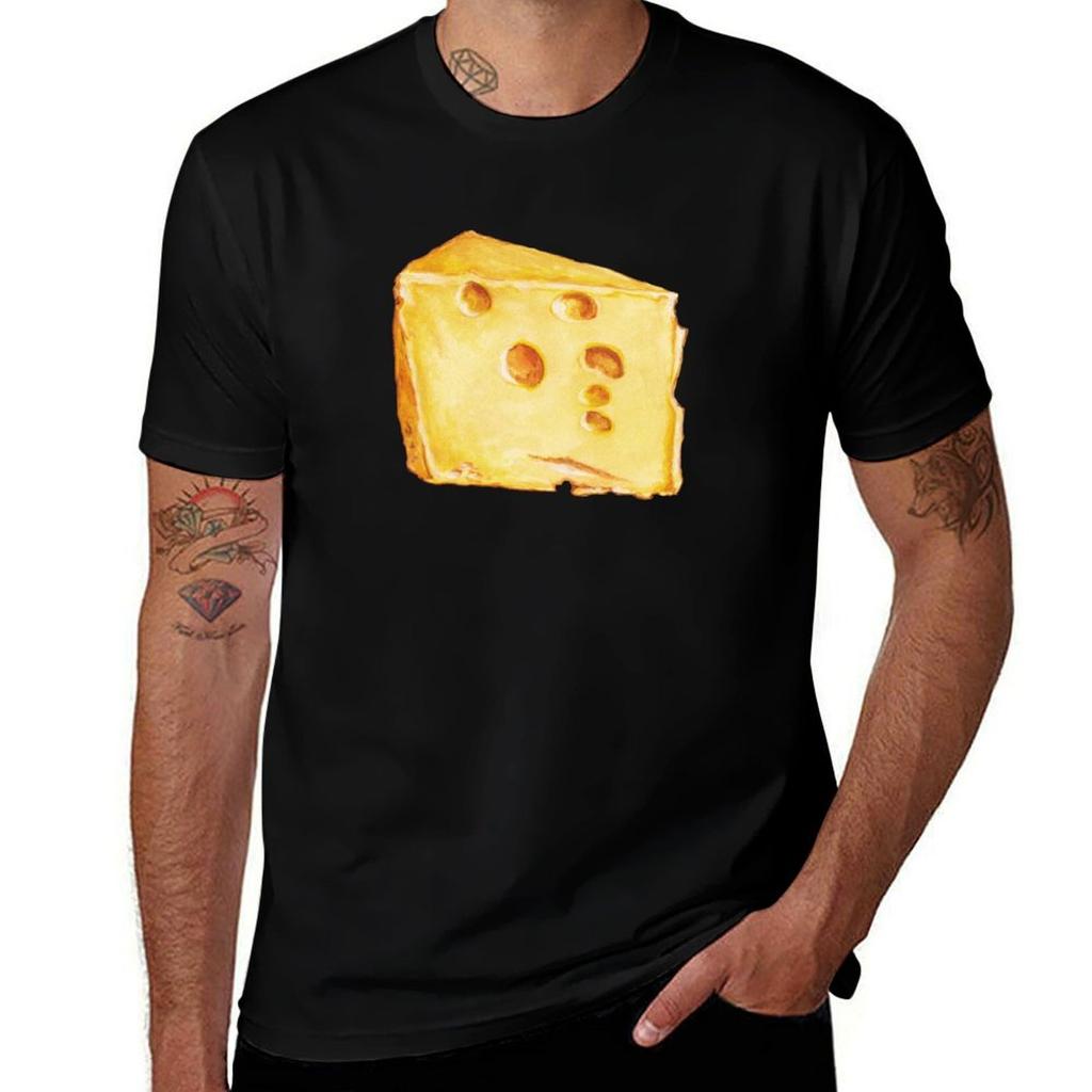 Cheese Pattern White Tshirt Lightweight Cooling Short Sleeve Tee