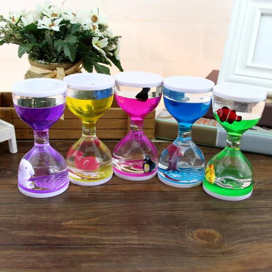 Liquid Motion Timer Decorative Dynamic Cartoon Animals Lovely Satisfying Sensory Oil Drop Timer Home Decoration
