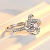 Damen Japanisch-Koreanischer Stil Vierblättriges Kleeblatt Diamant Offener Ring – Schlichter Modeschmuck Silber