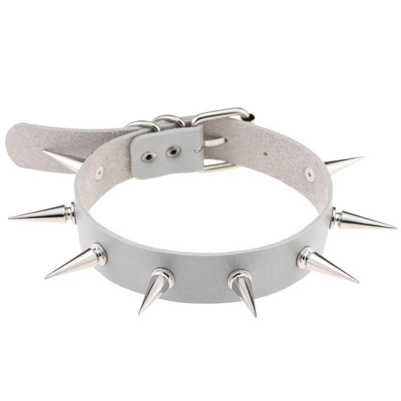 PU kožený gotický náhrdelník obojok Sexy špica okrúhly prsteň Kľúčna kosť Punk Rock Retiazka Choker Opasok Nastaviteľný golier Choker Cosplayer Halloween doplnok