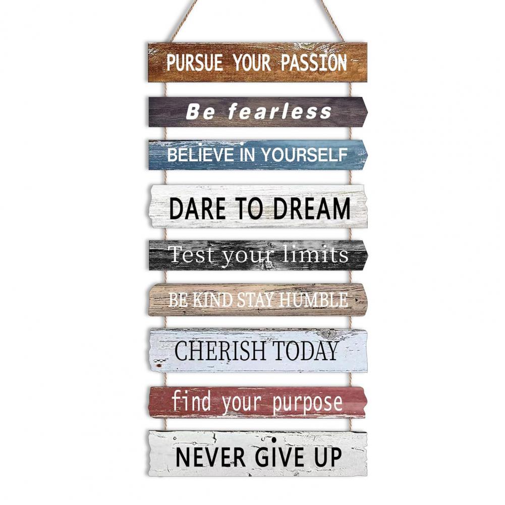 Wooden Wall Sign Wooden Plaque Rustic Inspirational Wall Art Decor Wooden Hanging Plaque Positive Quote Sign for Office Bedroom