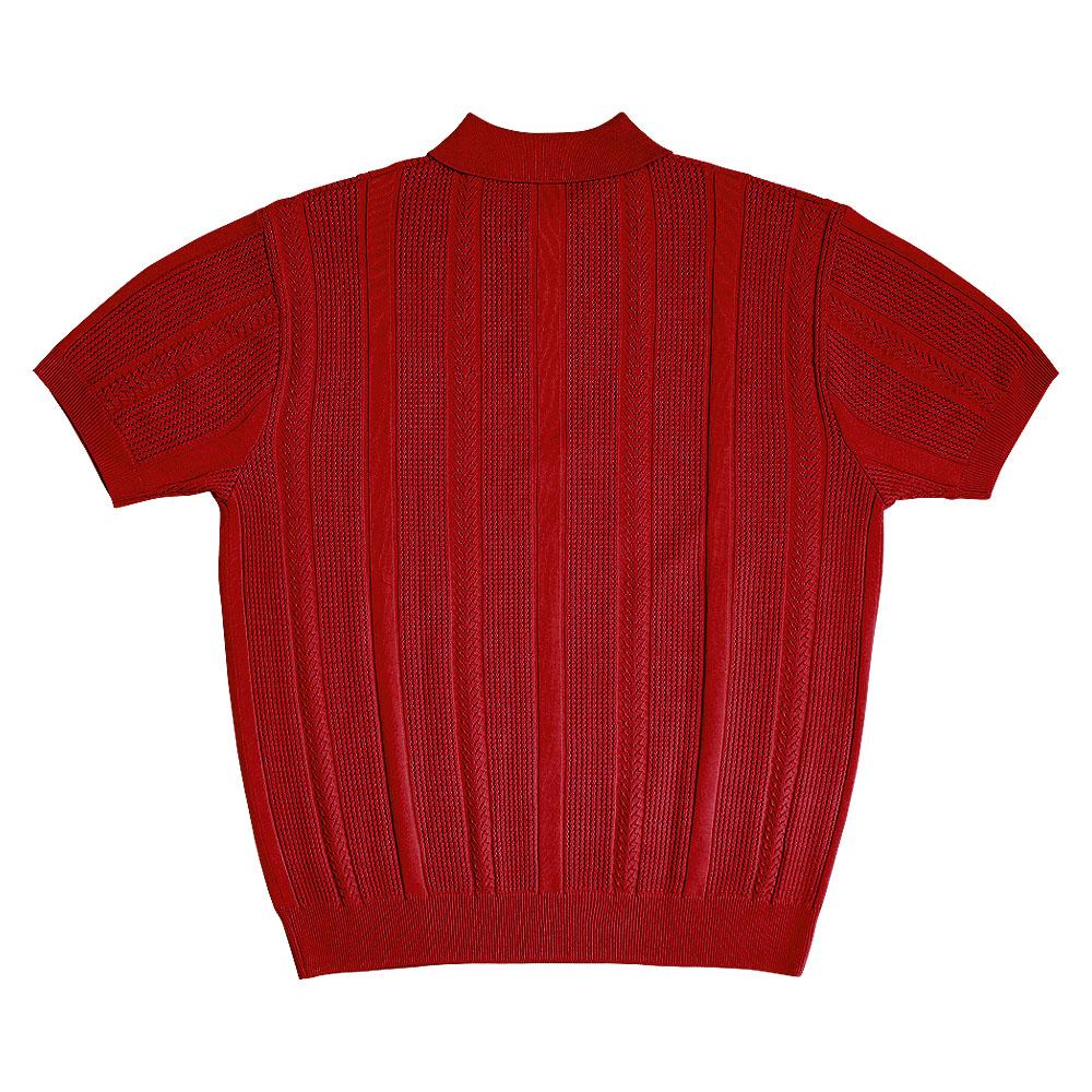 Solti Mesh Mixed Crochet Polo Knit (Red)