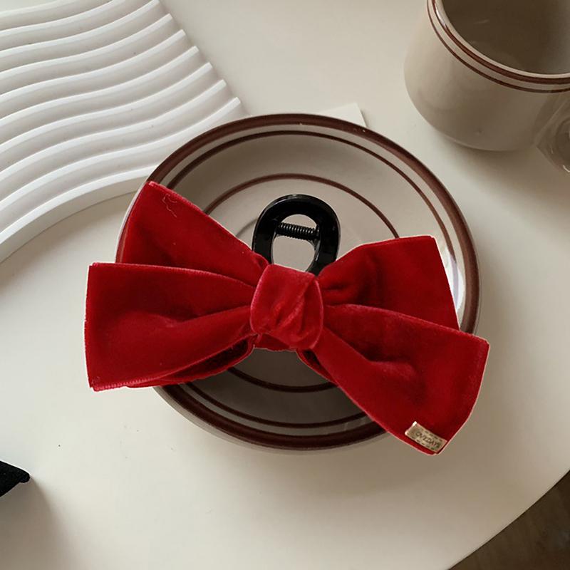 Large Bowknot Red Black French Hairclip Accessories Headwear Velvet Princess Hairpins Headdress