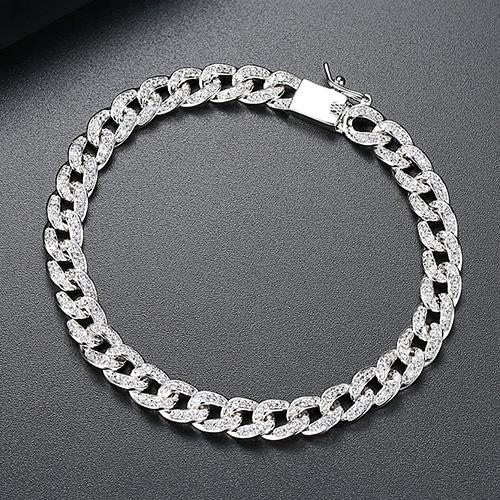 LUOTEEMI Bling Woman Jewelry Charm Luxury Hot Selling Link Chain Bangle Men Designer 5A Cz Cuban Bracelet 17cm