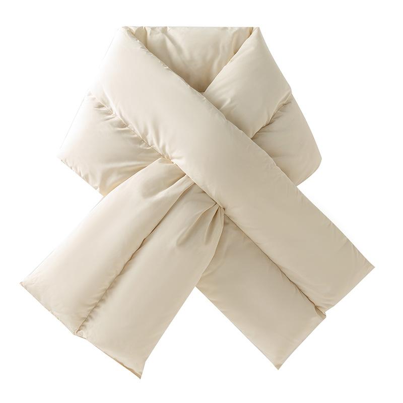 Winter warm cross scarf women's thickened scarf men's outdoor cold-proof fashion solid color windproof down scarf