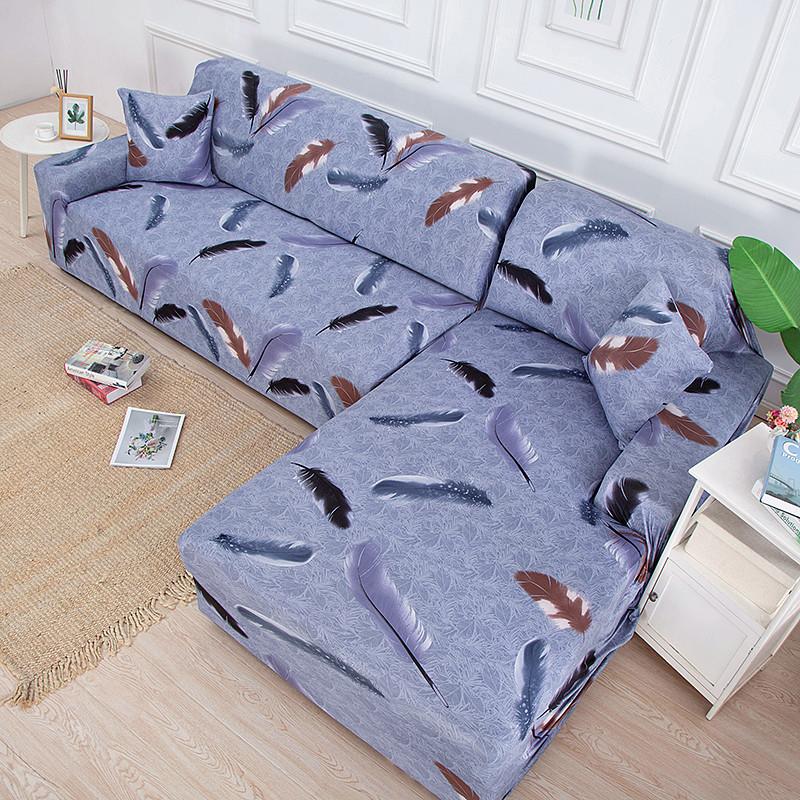 L Shaped Chaise Longue Slipcovers Chair Protector 1/2/3/4 Seat Geometric Sofa Covers for Living Room Elastic Corner Couch Cover