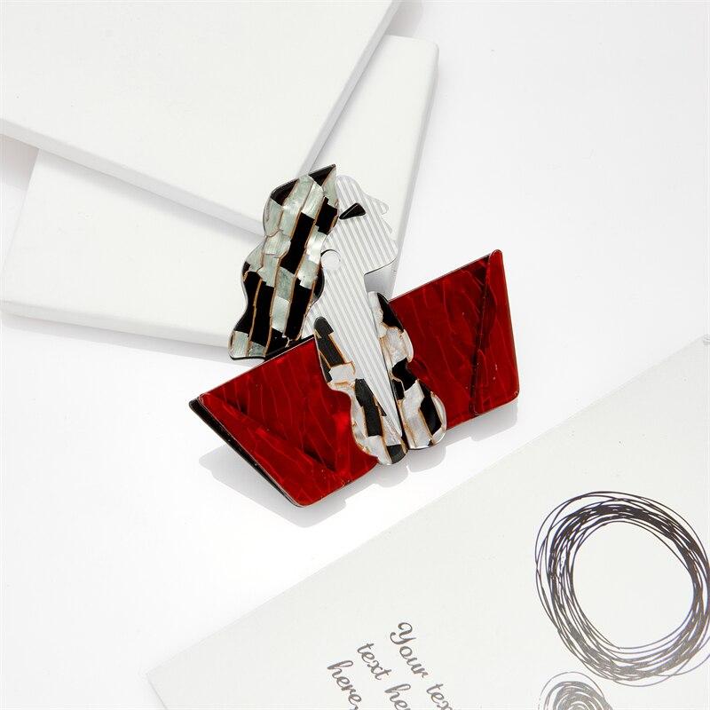 Blucome 2023 New Fashion Acrylic Rectangle Long Hair Girl Brooch Female Exaggerated Cartoon Cute Badge Lapel Brooch Jewelry