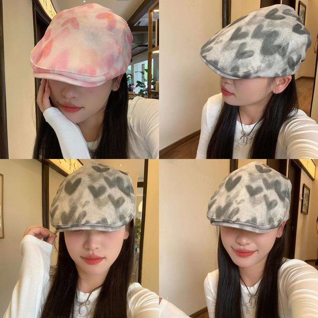 Trendy Korean Style Tie-dye Heart Artistic Bucket Hat For Women Adjustable Sun Protection